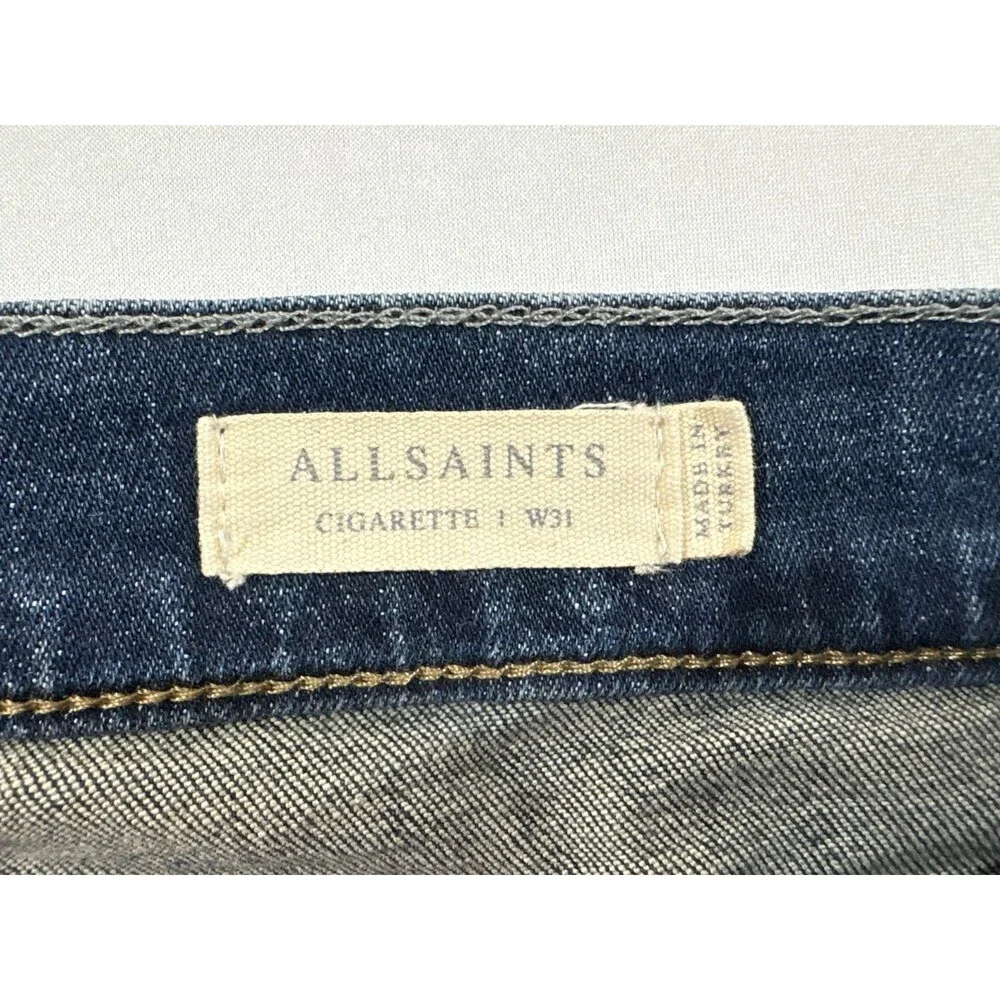 All Saints Jeans Mens Blue Cigarette Slim Skinny Dark Wash Denim Pants Sz 31